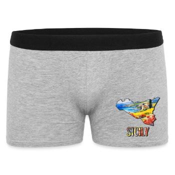 Aquarell Landkarte Sizilien - Männer Boxer Shorts - Grau meliert - Vorne