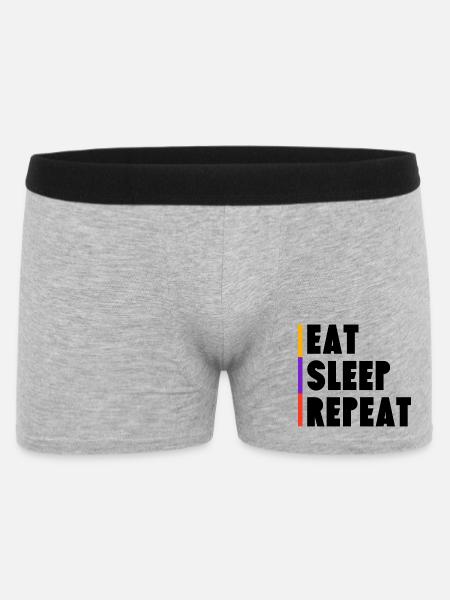 Eat - Sleep - Repeat - Männer Boxer Shorts - Grau meliert