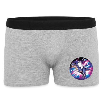 Cosmos Animal Rider: Cat on Dino - Men's Boxer Shorts - heather grey - Front