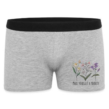 Vintage Retro Wildflowers Make Yourself a Priority - Men's Boxer Shorts - heather grey - Front