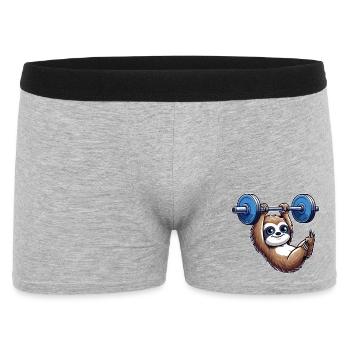 Sloth Dumbbell Pull-Up Workout Funny - Men's Boxer Shorts - heather grey - Front