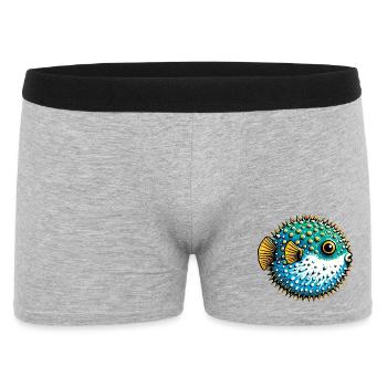 Kugelfisch - Männer Boxer Shorts - Grau meliert - Vorne