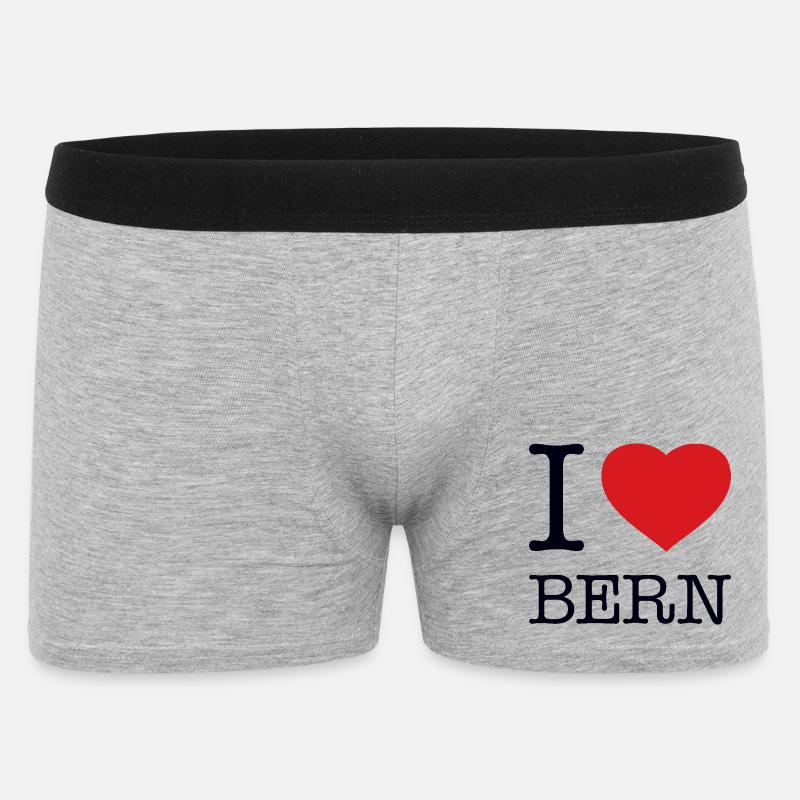 I LOVE BERN - Männer Boxer Shorts - Grau meliert