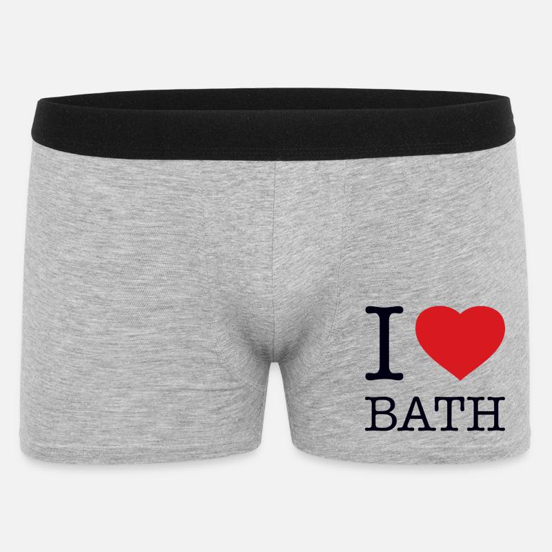 I LOVE BATH - Männer Boxer Shorts - Grau meliert