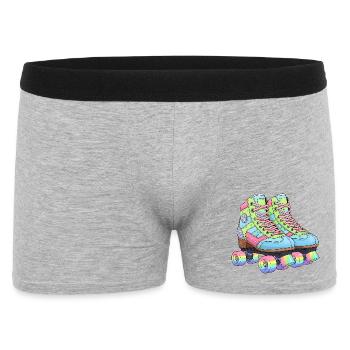 Rollschuhe Retro Regenbogen 80er 90er - Männer Boxer Shorts - Grau meliert - Vorne