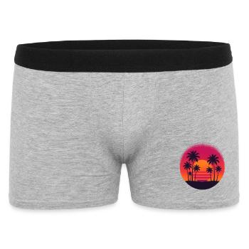 Tropischer Sonnenuntergang mit Palmen - Männer Boxer Shorts - Grau meliert - Vorne
