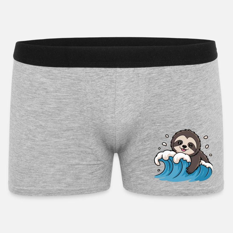 Faultier Surfen auf Ocean Wave - Männer Boxer Shorts - Grau meliert