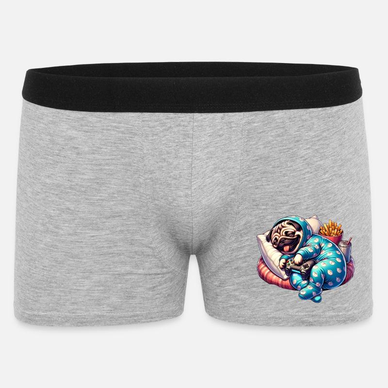 Gaming Mops Couch Abenteuer - Männer Boxer Shorts - Grau meliert
