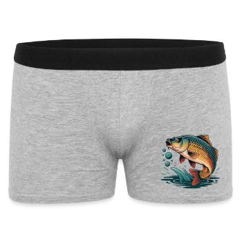 Springender Karpfen  - Männer Boxer Shorts - Grau meliert - Vorne