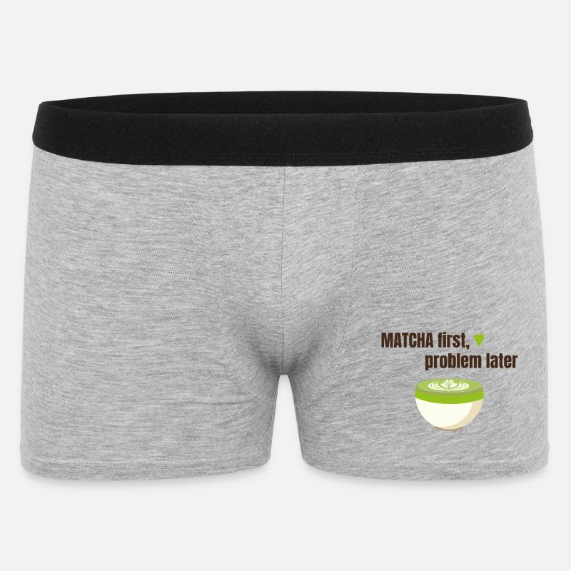 Matcha first, problem later - Männer Boxer Shorts - Grau meliert