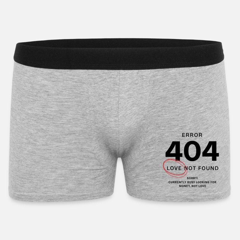Love Not Found – Error 404 - Männer Boxer Shorts - Grau meliert