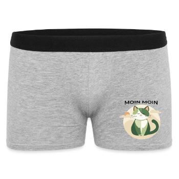 Moin moin - Cat with North German greeting - Men's Boxer Shorts - heather grey - Front