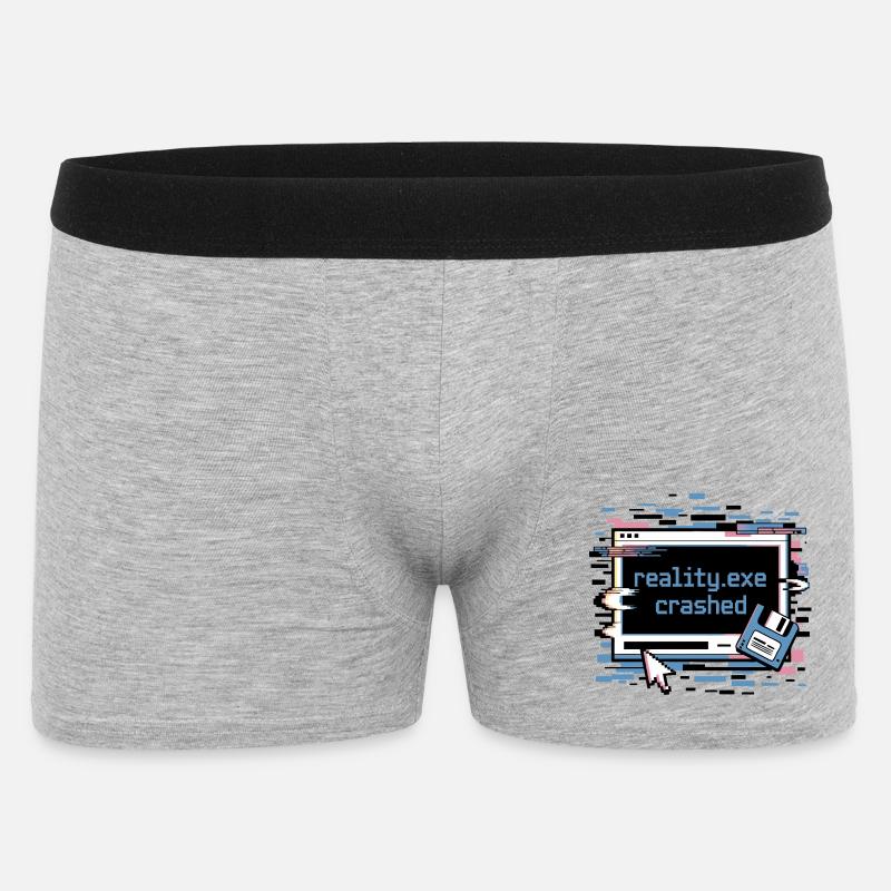 Reality.exe Crashed Retro Pixel Design - Männer Boxer Shorts - Grau meliert