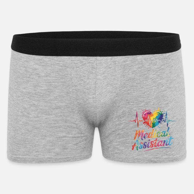 Regenbogen Medizinalassistent Herz - Männer Boxer Shorts - Grau meliert