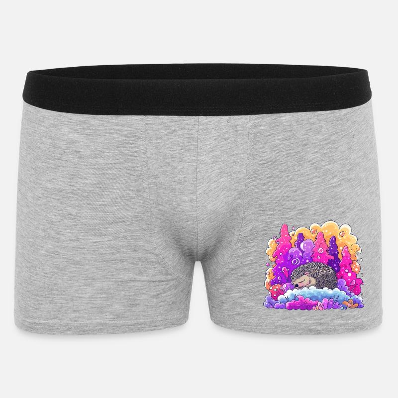Schlafender Igel im Neonwald - Männer Boxer Shorts - Grau meliert