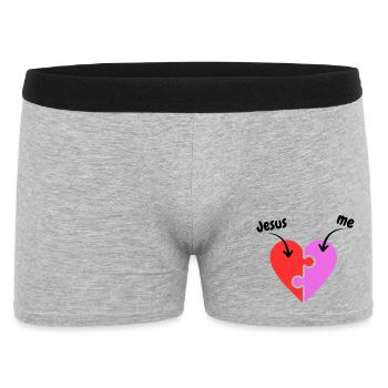 Jesus & me - Heart - Puzzle - Christian - Men's Boxer Shorts - heather grey - Front