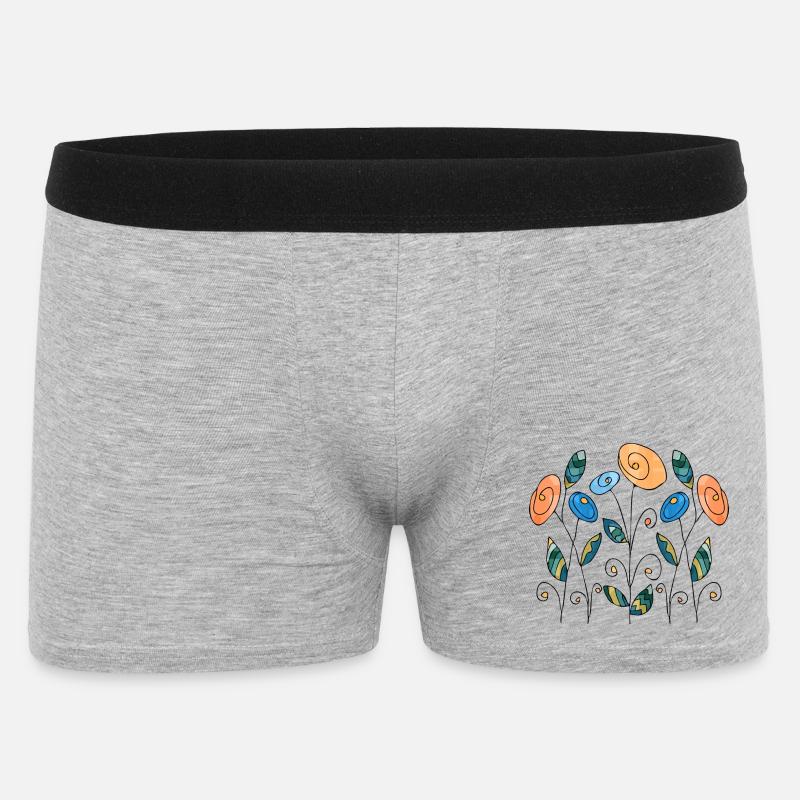 Blumen - Männer Boxer Shorts - Grau meliert