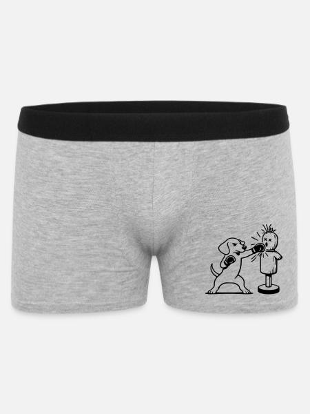 sparring dackel boxen line art  - Männer Boxer Shorts - Grau meliert