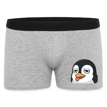 Lustiger Pinguin Cartoon Genervt Zunge Rausstrecke - Männer Boxer Shorts - Grau meliert - Vorne