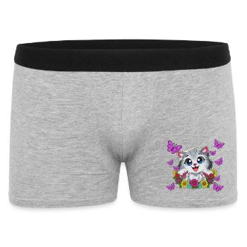 Un baiser de chat dans une couronne florale - Boxer Homme - gris chiné - Devant