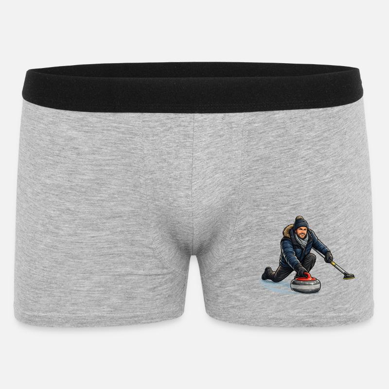 Curlingheld im Eiswind - Männer Boxer Shorts - Grau meliert