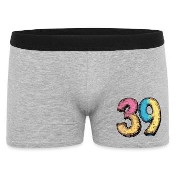 39 Zahl Bunt - Männer Boxer Shorts - Grau meliert - Vorne