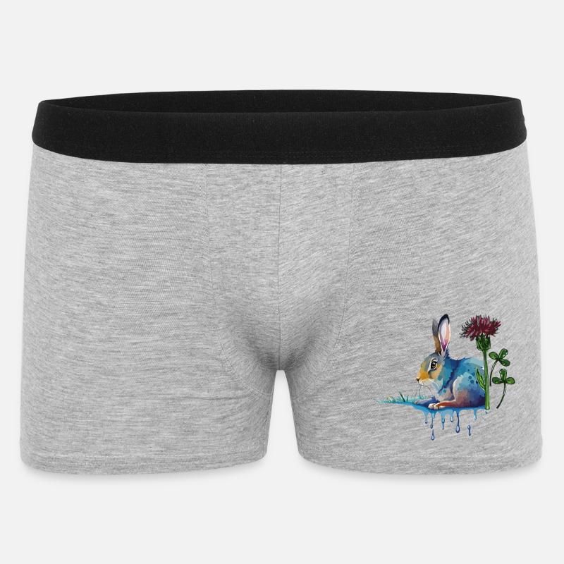 bunter Hase mit Klee - Männer Boxer Shorts - Grau meliert