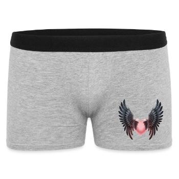 Love Angel Wings Shirt – Heart with Wings - Men's Boxer Shorts - heather grey - Front