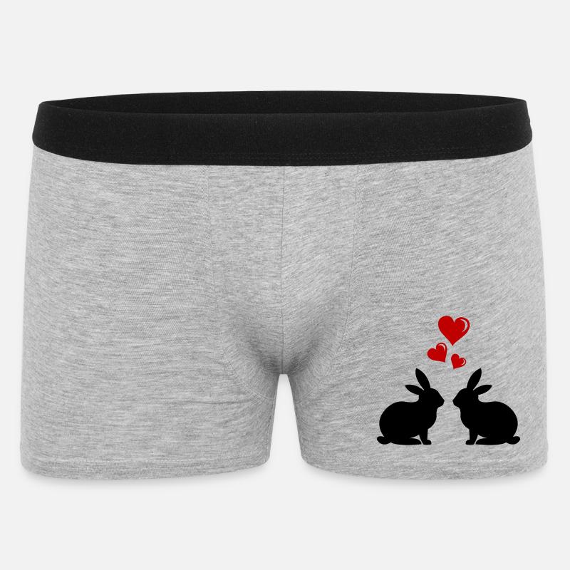hasen_liebe - Männer Boxer Shorts - Grau meliert