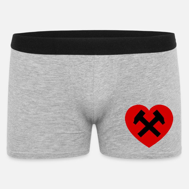 Herz mit Hammer und Sichel - Männer Boxer Shorts - Grau meliert