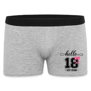 Hello 18 Est 2008 Damen Geburtstag Design - Männer Boxer Shorts - Grau meliert - Vorne