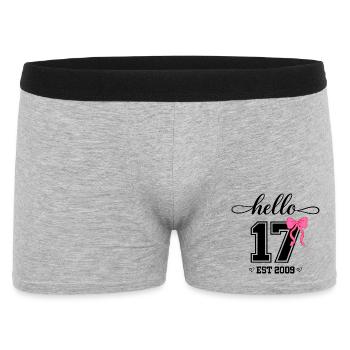 Bonjour 17 Est 2009 Girl Birthday Design - Boxer Homme - gris chiné - Devant