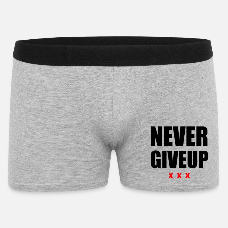 Gib niemals Schwarz/Rot auf - Männer Boxer Shorts - Grau meliert