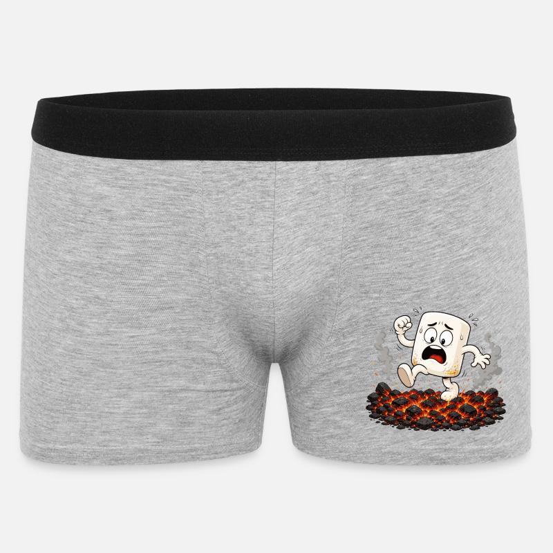 Marshmallow läuft über glühende Kohlen - Männer Boxer Shorts - Grau meliert