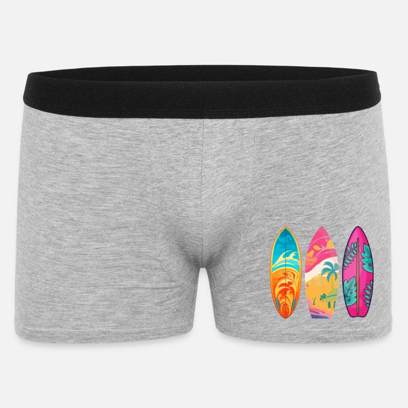 Surf Tropic Buntes Triptychon - Männer Boxer Shorts - Grau meliert