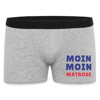 Moin Moin Matrose Typo Design - Männer Boxer Shorts - Grau meliert - Vorne