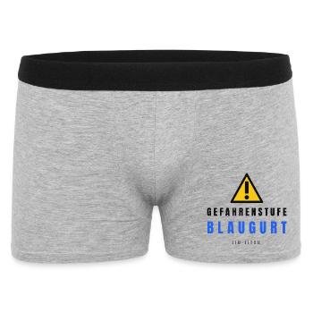 Gefahrstufe BlauGurt JiuJitsu - Männer Boxer Shorts - Grau meliert - Vorne