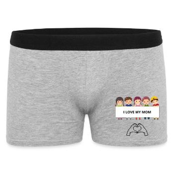 I Love My Mom – Kinderporträts - Männer Boxer Shorts - Grau meliert - Vorne