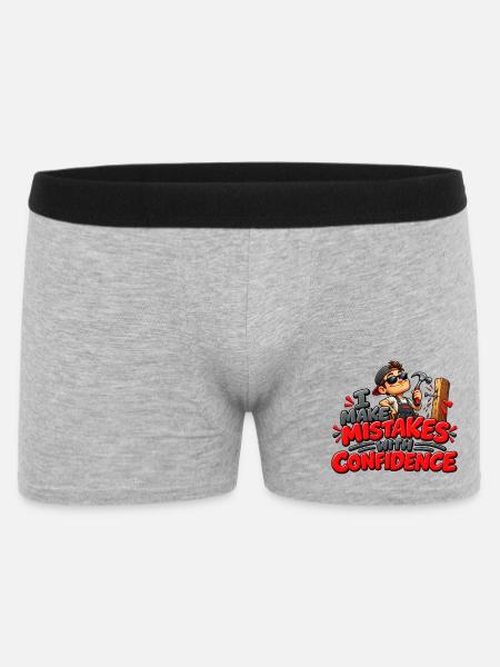 Ich mache Fehler mit Selbstvertrauen – lustiger Humor - Männer Boxer Shorts - Grau meliert