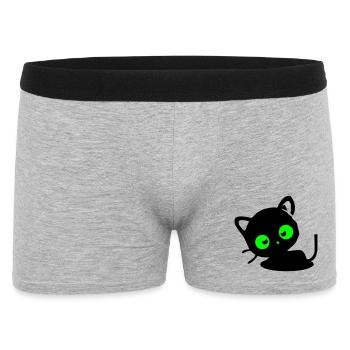 Katze - Männer Boxer Shorts - Grau meliert - Vorne