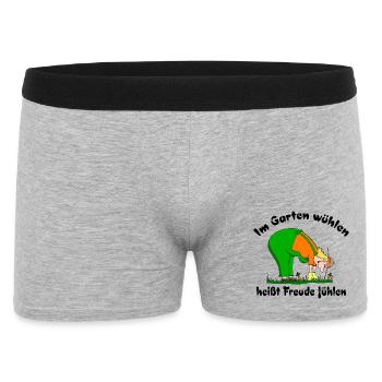 Im Garten wühlen heißt Freude fühlen - Männer Boxer Shorts - Grau meliert - Vorne
