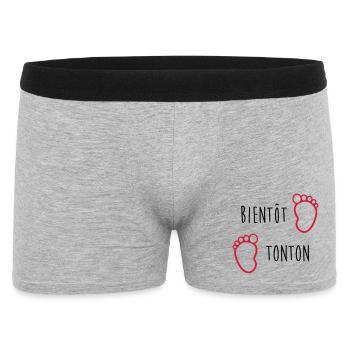 Bientôt Tonton / Bébé / Naissance / Oncle / Baby - Boxer Homme - gris chiné - Devant