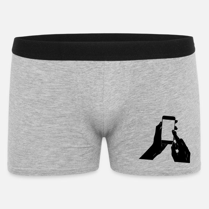 Smartphone in der Hand - Männer Boxer Shorts - Grau meliert