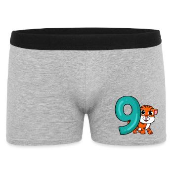 9th Birthday Motif Tiger - Nine Years - Men's Boxer Shorts - heather grey - Front