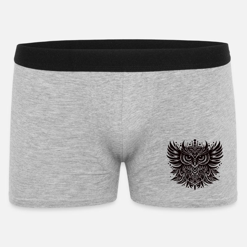 Schwarze Eule - Männer Boxer Shorts - Grau meliert