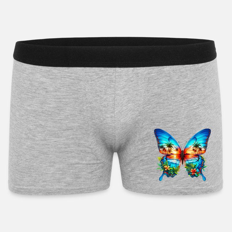 Schmetterling - Männer Boxer Shorts - Grau meliert