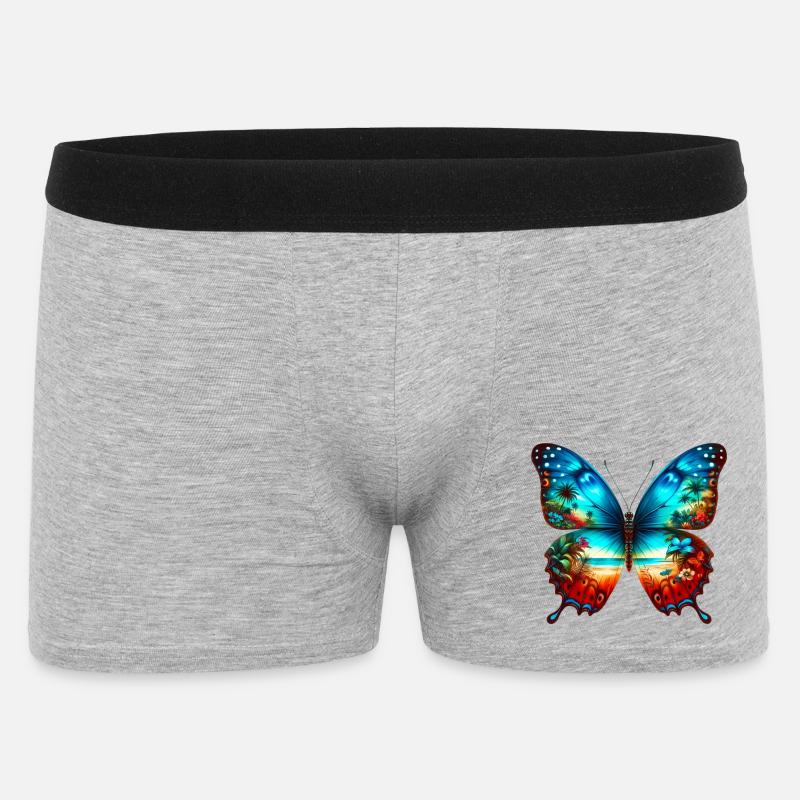Schmetterling - Männer Boxer Shorts - Grau meliert