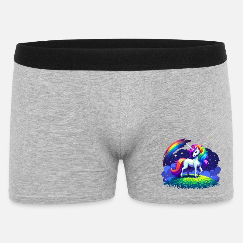 Einhorn Magie - Männer Boxer Shorts - Grau meliert