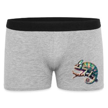 faszinierendes lebendiges Chamäleon-Motiv - Männer Boxer Shorts - Grau meliert - Vorne