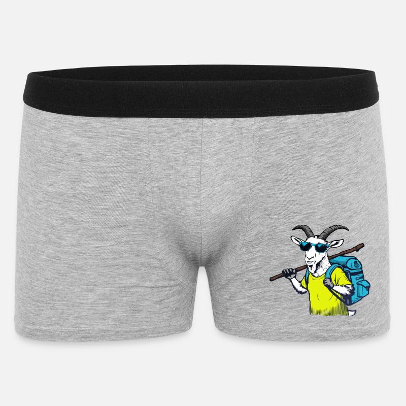Bergziege mit Rucksack - Männer Boxer Shorts - Grau meliert